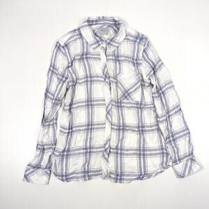 Rails Button Down Women's Shirt Size Medium Hunter White Blush Long Sleeve